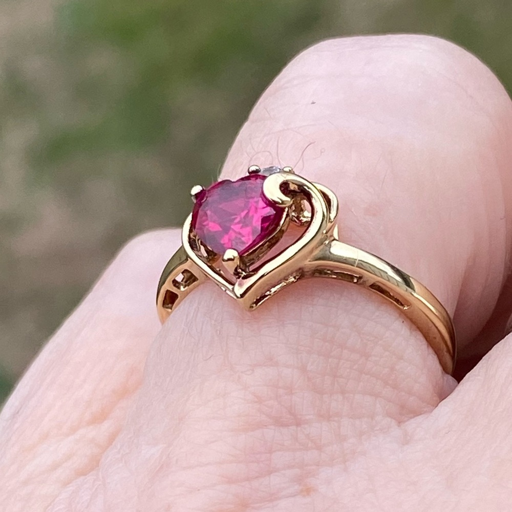 SOLD 💲Ruby heart ring 14k gold over .925 Sterling Silver size 7 new - Picture 11 of 12